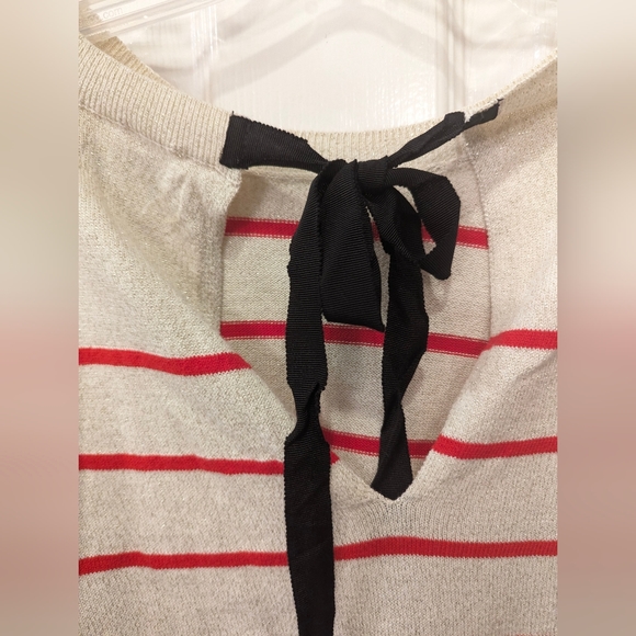 Princess Vera Wang Striped Scoop Neck Sweater sequin Tulle Trim Junior‘s Large - Picture 8 of 12